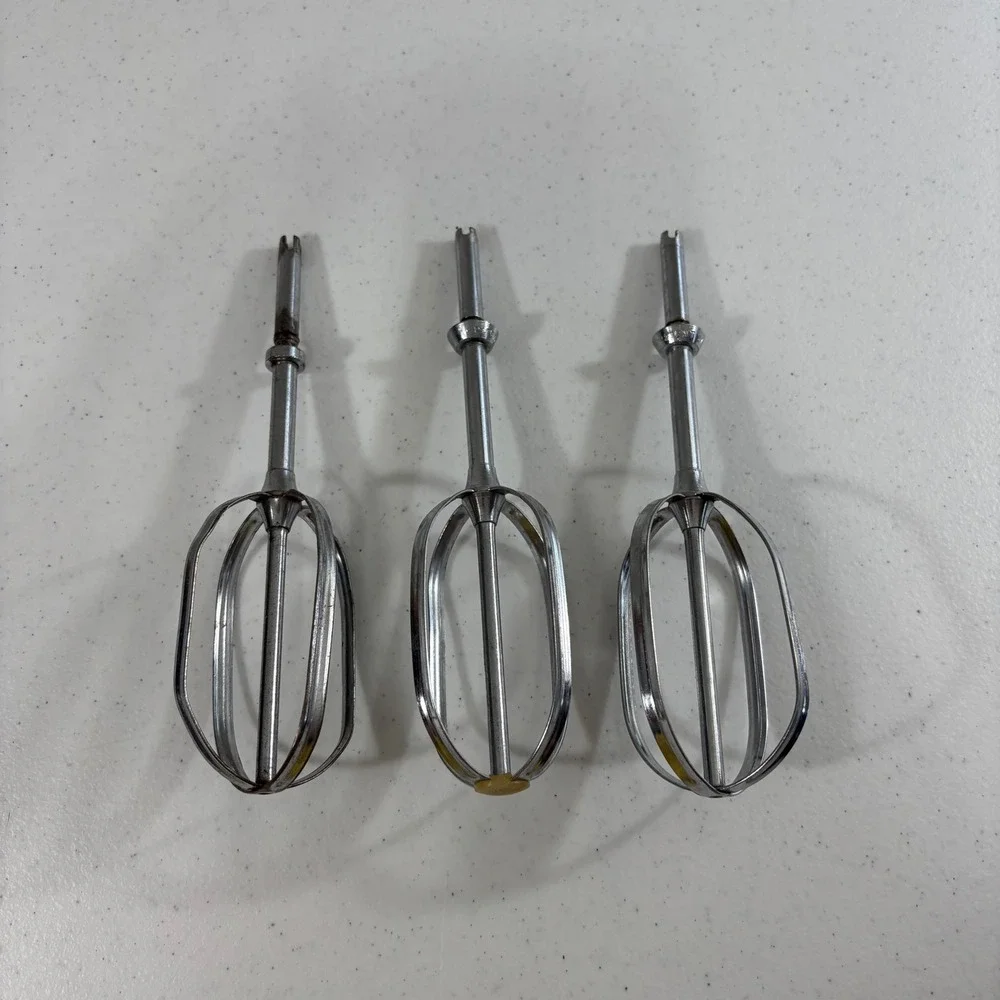 Vintage Sunbeam Mixmaster Beaters Replacement Set of 3 Chrome Mixer Attachments